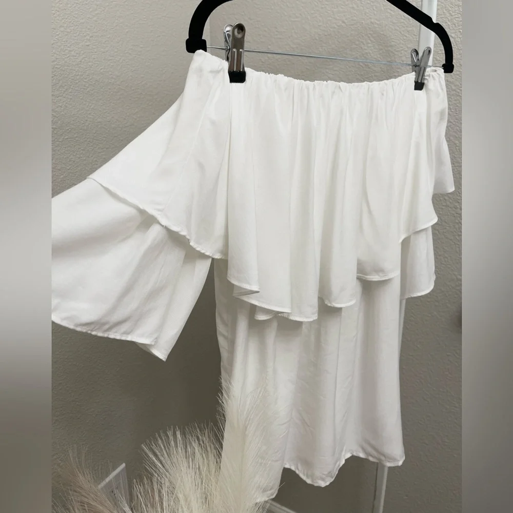 New - White Ruffle Off Shoulder Top - Picture 8 of 9